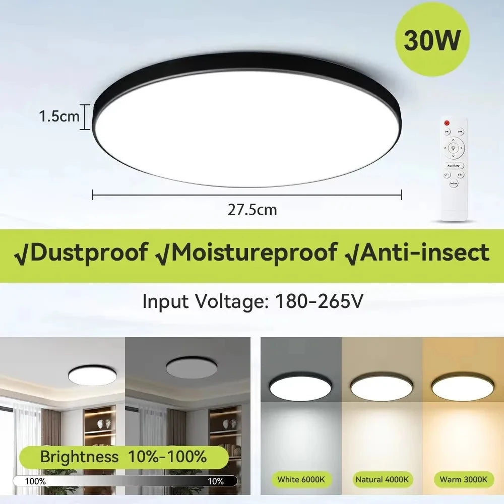 Smart Remote-Controlled LED Ceiling Light – Ultrathin Dimmable Lamp