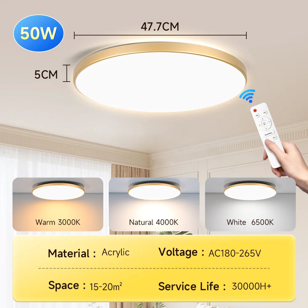 Smart Remote-Controlled LED Ceiling Light – Ultrathin Dimmable Lamp