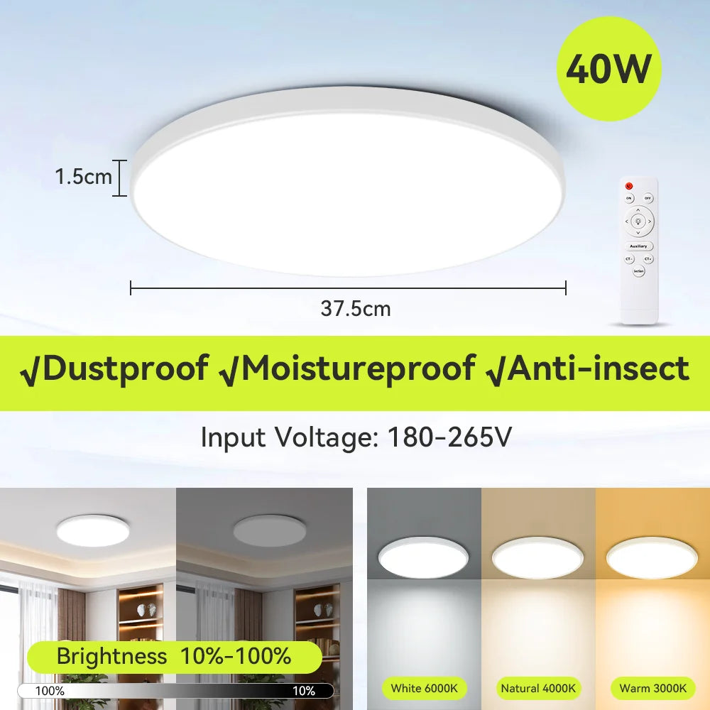 Smart Remote-Controlled LED Ceiling Light – Ultrathin Dimmable Lamp