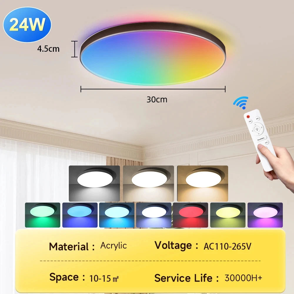 Smart Remote-Controlled LED Ceiling Light – Ultrathin Dimmable Lamp