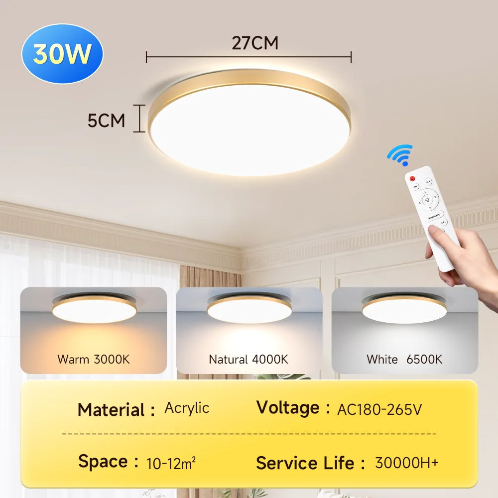 Smart Remote-Controlled LED Ceiling Light – Ultrathin Dimmable Lamp