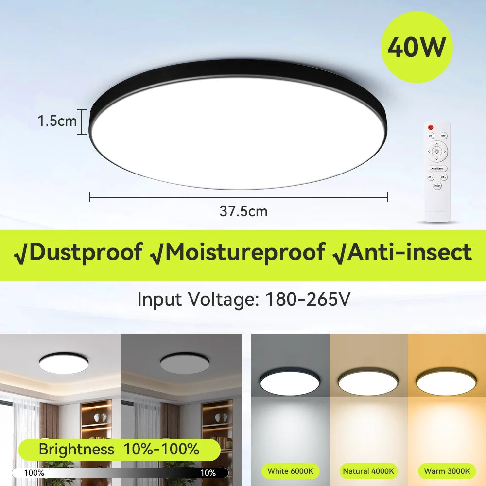 Smart Remote-Controlled LED Ceiling Light – Ultrathin Dimmable Lamp