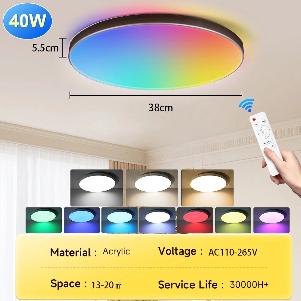 Smart Remote-Controlled LED Ceiling Light – Ultrathin Dimmable Lamp
