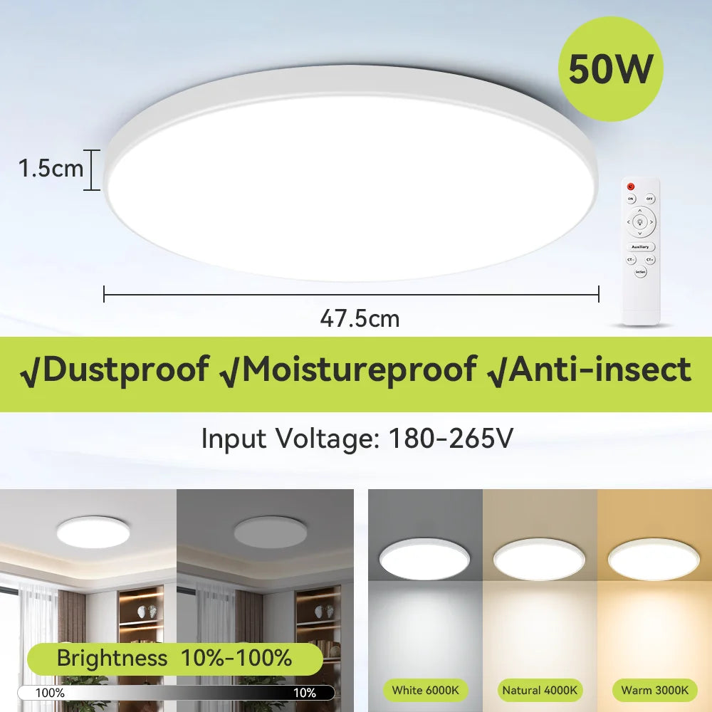 Smart Remote-Controlled LED Ceiling Light – Ultrathin Dimmable Lamp