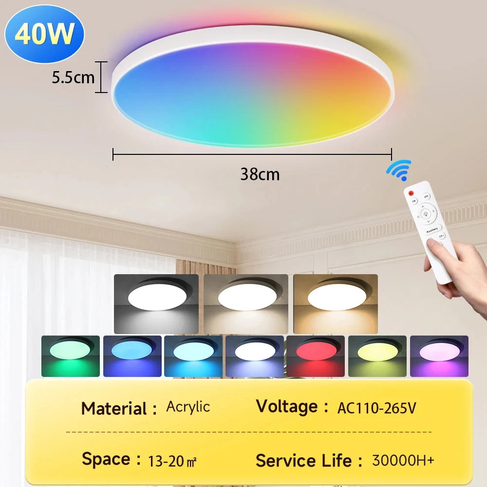 Smart Remote-Controlled LED Ceiling Light – Ultrathin Dimmable Lamp